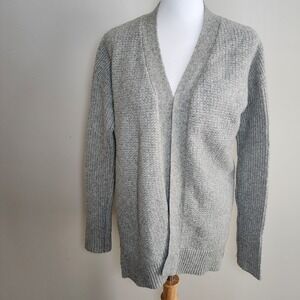 Gap Wool Blend Cardigan Womens XS Gray Waffle Knit Open Front Long‎ Sleeve Cosy